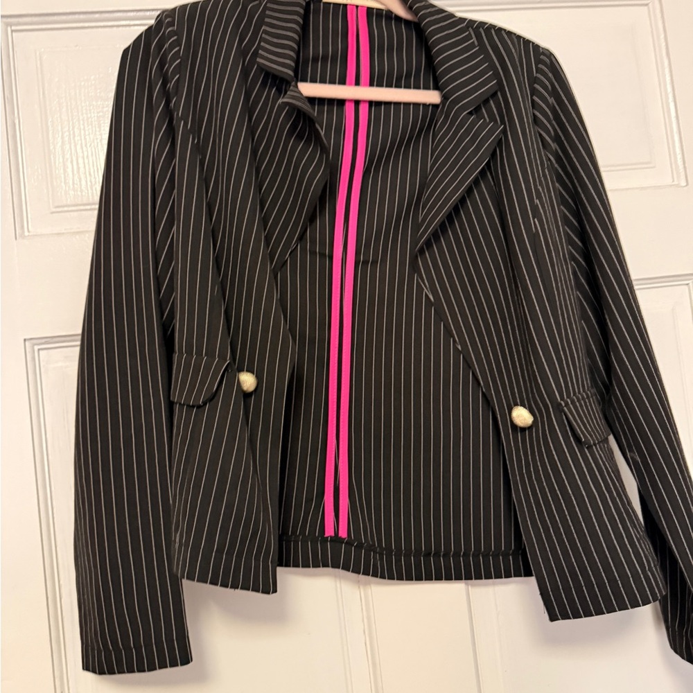 Have Black and Pink Pinstripe Women's Blazer